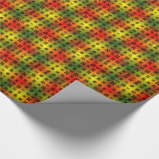 Adinkra-symbolen met Afrikaanse kleuren Cadeaupapier (Hoek)