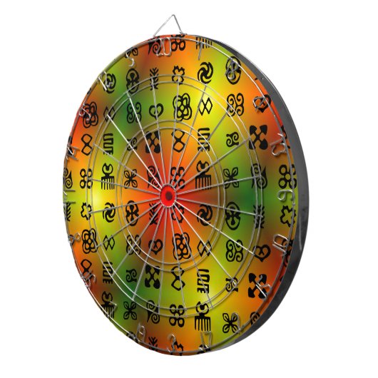 Adinkra-symbolen met Afrikaanse kleuren Dartbord (Voorkant Rechts)