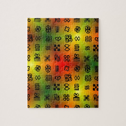 Adinkra-symbolen met Afrikaanse kleuren Legpuzzel (Verticaal)