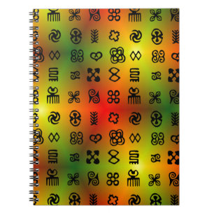 Adinkra-symbolen met Afrikaanse kleuren Notitieboek
