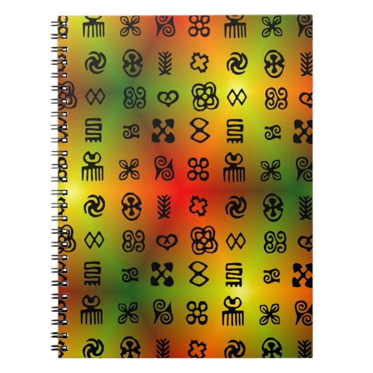 Adinkra-symbolen met Afrikaanse kleuren Notitieboek (Voorkant)