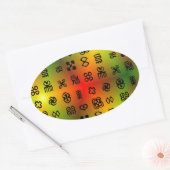 Adinkra-symbolen met Afrikaanse kleuren Ovale Sticker (Envelop)