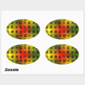 Adinkra-symbolen met Afrikaanse kleuren Ovale Sticker (Vel)