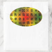 Adinkra-symbolen met Afrikaanse kleuren Ovale Sticker (Tas)