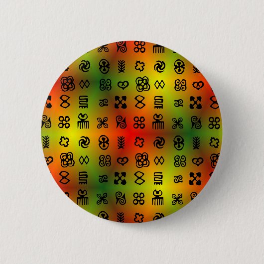 Adinkra-symbolen met Afrikaanse kleuren Ronde Button 5,7 Cm (Voorkant)