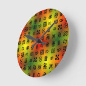 Adinkra-symbolen met Afrikaanse kleuren Ronde Klok (Hoek)
