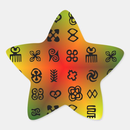 Adinkra-symbolen met Afrikaanse kleuren Ster Sticker (Voorkant)