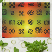 Adinkra-symbolen met Afrikaanse kleuren Theedoek (Gevouwen)