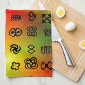 Adinkra-symbolen met Afrikaanse kleuren Theedoek (Quarter Fold)