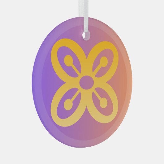 Adinkra Symbool (Overvloed) Glas Ornament (Voorkant Rechts)