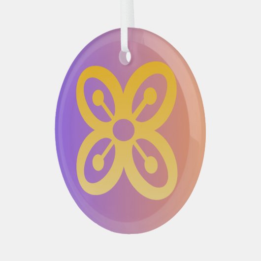 Adinkra Symbool (Overvloed) Glas Ornament (Voorkant links)