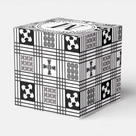 Adinkra West-Afrikaans textiel Bedankdoosjes (Achterkant)