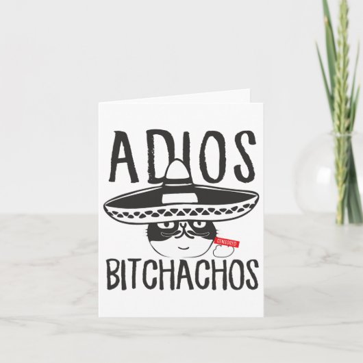 Adios Achos Cat in Sombrero Grappig Cinco de Mayo  Kaart (Voorkant)