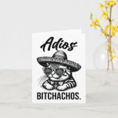 Adios Achos Cat in Sombrero Grappig Spaans Grappig Kaart (Gele Bloem)