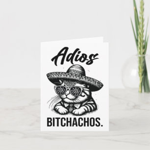 Adios Achos Cat in Sombrero Grappig Spaans Grappig Kaart