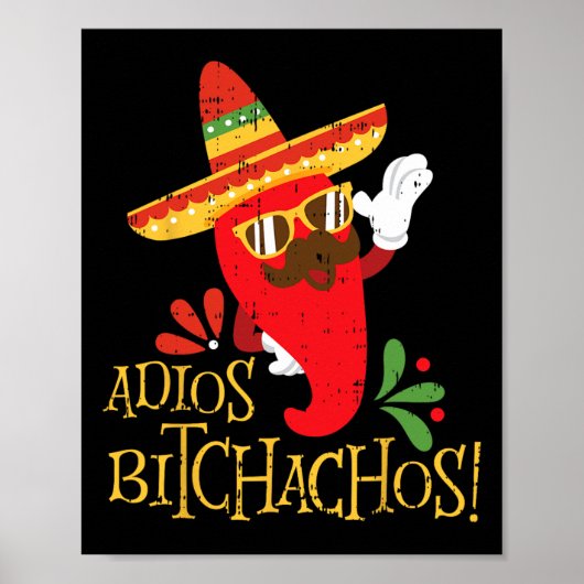 Adios Achos Cinco de Mayo Mexicaanse Chili Peppers Poster (Voorkant)