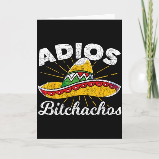Adios Achos Sombrero Fiesta Mexico Grappig Cinco D Kaart (Voorkant)