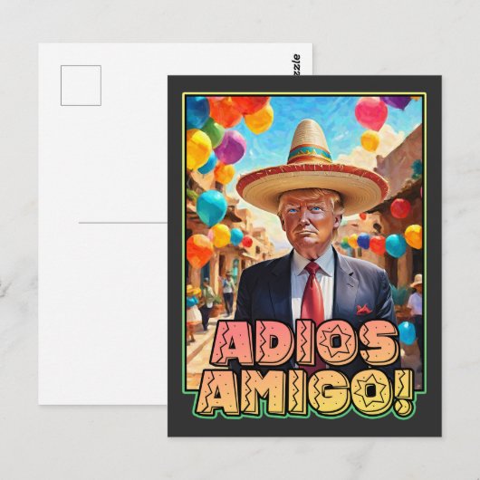 Adios Amigo - Afscheidsfeest van Donald Trump Briefkaart (Voorkant / Achterkant)