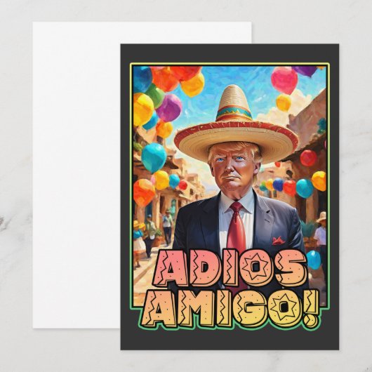 Adios Amigo - Afscheidsfeest van Donald Trump Kaart (Voorkant / Achterkant)