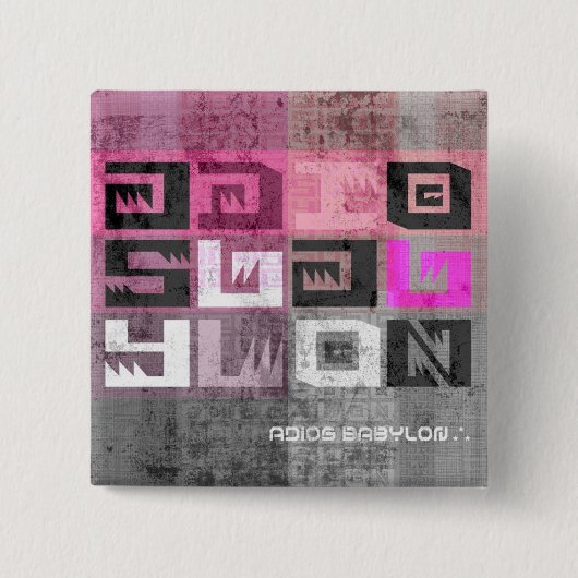 Adios Babylon Records Vierkante Button 5,1 Cm (Voorkant)
