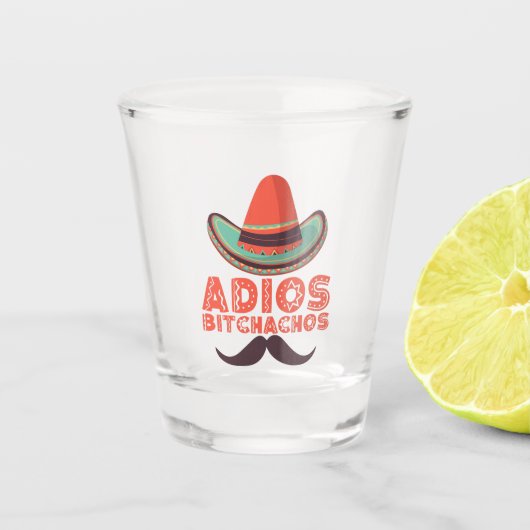 Adios Bitchachos Hoed Retro Cinco De Mayo Shot Glas (Voorkant)