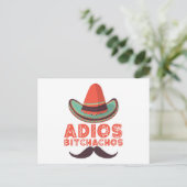 Adios Bitchachos Sombrero Retro Cinco De Mayo Briefkaart (Staand voorkant)