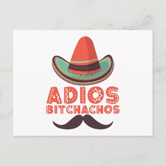 Adios Bitchachos Sombrero Retro Cinco De Mayo Briefkaart (Voorkant)
