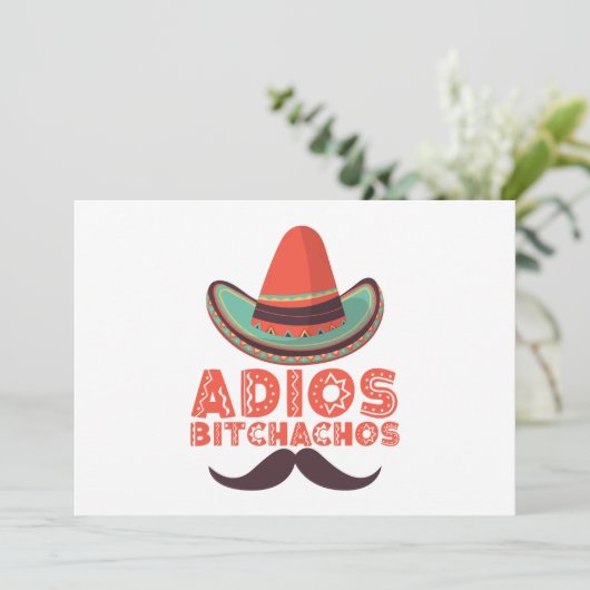 Adios Bitchachos Sombrero Retro Cinco De Mayo Kaart (Staand voorkant)