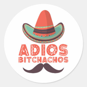 Adios Bitchachos Sombrero Retro Cinco De Mayo Ronde Sticker