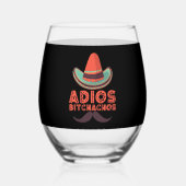 Adios Bitchachos Sombrero Retro Cinco De Mayo Wijnglas Zonder Voet (Voorkant)