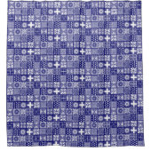Adire Pattern - Deep Blue and White Douchegordijn (Voorkant)