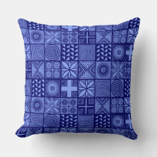 Adire Pattern - Shades of Blue Kussen