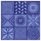 Adire Pattern - Shades of Blue Stof (Swatch)
