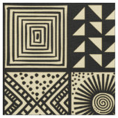 Adire Pattern - Zwart op ffe78a Stof (Close Up)