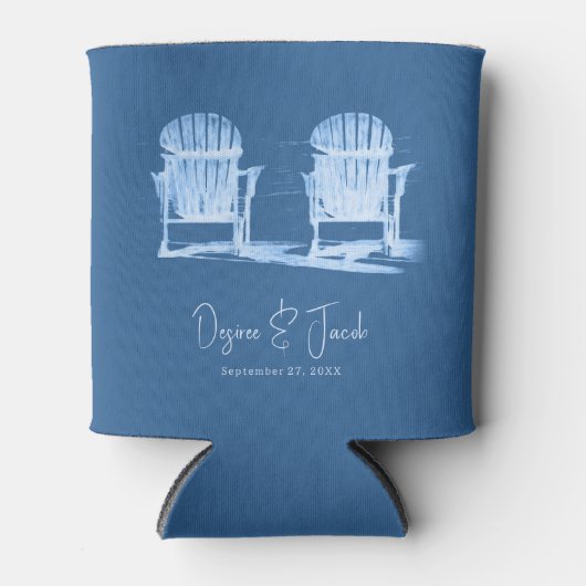 Adirondack Beach Chairs Azure Blue White Wedding Blikjeskoeler (Voorkant)