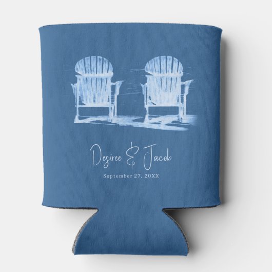 Adirondack Beach Chairs Azure Blue White Wedding Blikjeskoeler (Achterkant)