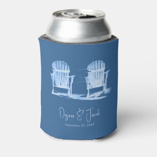 Adirondack Beach Chairs Azure Blue White Wedding Blikjeskoeler (Blikje Achterkant)