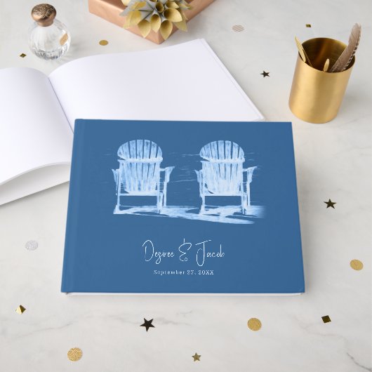 Adirondack Beach Chairs Azure Blue White Wedding Gastenboek (Voorkant open)
