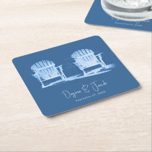 Adirondack Beach Chairs Azure Blue White Wedding Kartonnen Onderzetters