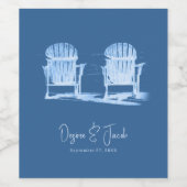 Adirondack Beach Chairs Azure Blue White Wedding Wijn Etiket (Enkel label)