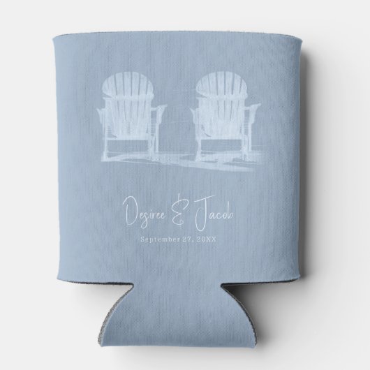 Adirondack Beach Chairs Dusty Blue White Wedding Blikjeskoeler (Achterkant)