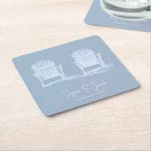Adirondack Beach Chairs Dusty Blue White Wedding
