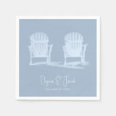 Adirondack Beach Chairs Dusty Blue White Wedding Servet (Voorkant)