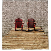 Adirondack Beach Chairs Red Rustic Douchegordijn (Voorkant)