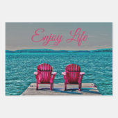 Adirondack Beach Chairs Rustic Blauwgroen Geniet v Inpakpapier Vel (Voorkant)