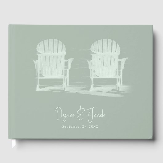 Adirondack Beach Chairs Sage Green Wedding Gastenboek (Voorkant)