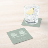 Adirondack Beach Chairs Sage Green Wedding Kartonnen Onderzetters (Insitu)