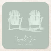 Adirondack Beach Chairs Sage Green Wedding Kartonnen Onderzetters (Voorkant)