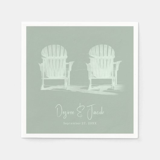 Adirondack Beach Chairs Sage Green Wedding Servet (Voorkant)