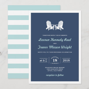 Adirondack Beach Chairs Wedding Invitation Kaart